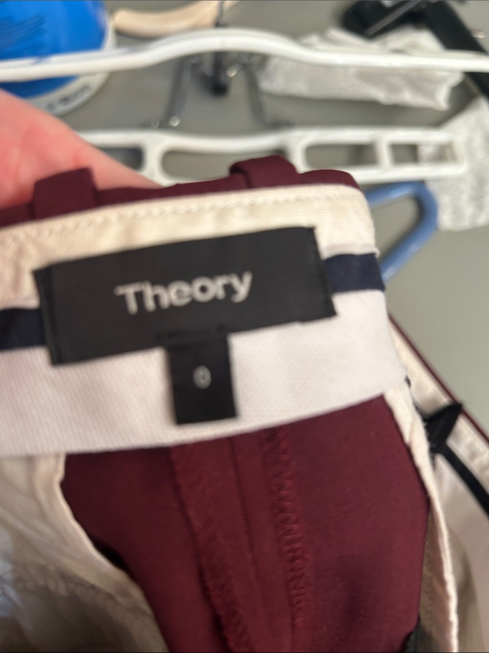 Theory Women's Trousers in Burgundy - Picture 2 of 2